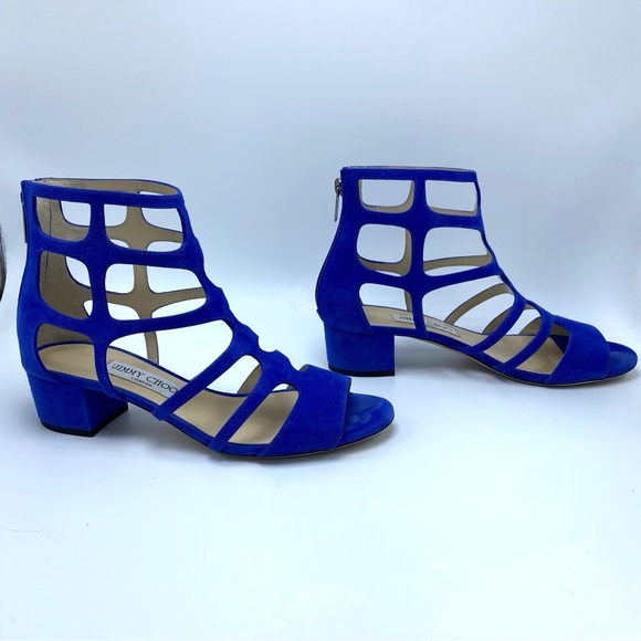 Jimmy Choo size 8 /38 Ren Cobalt Blue Suede Gladiator Sandal EUC - Picture 5 of 11